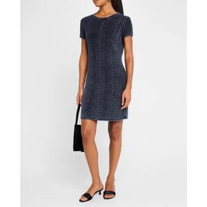 ATM Stone Washed Cable Knit Mini Sweater Dress